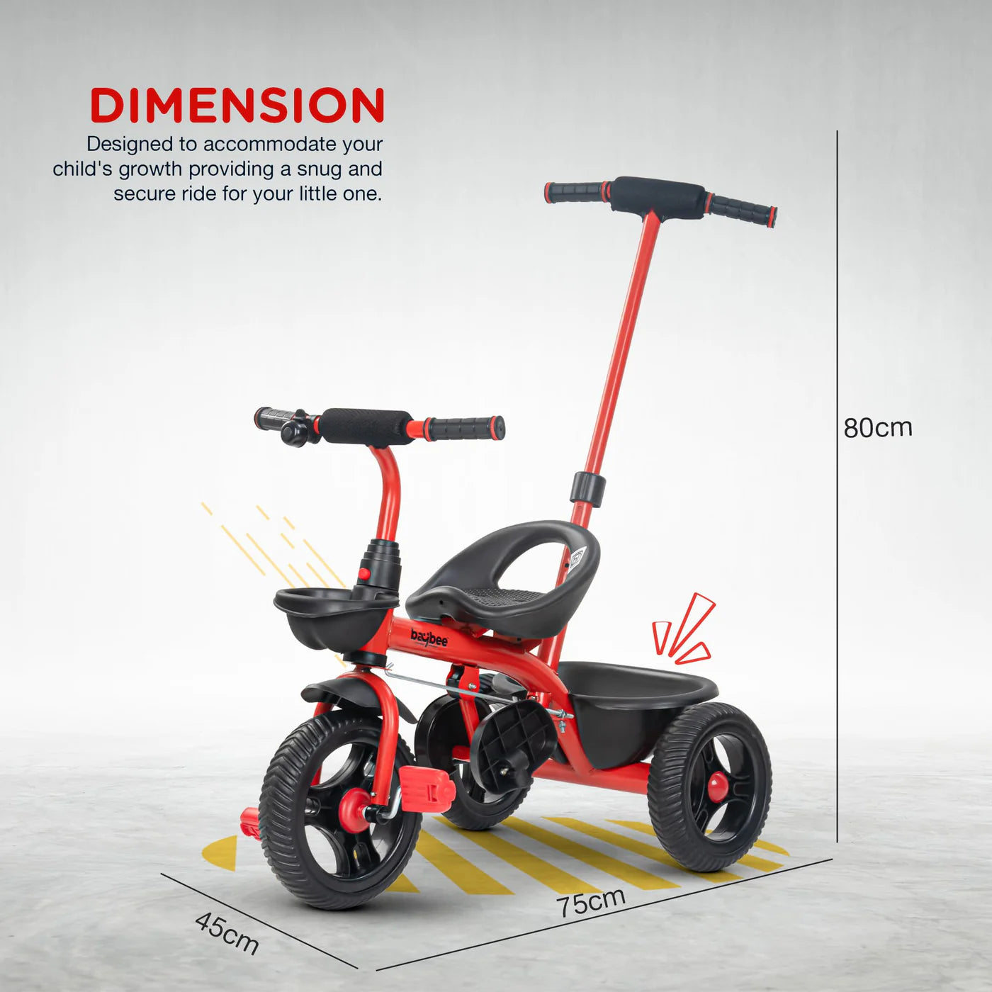 Baybee Trilo 2 in 1 Baby Tricycle for Kids, Smart Kids Tricycle with Parental Push Handle - (RED)