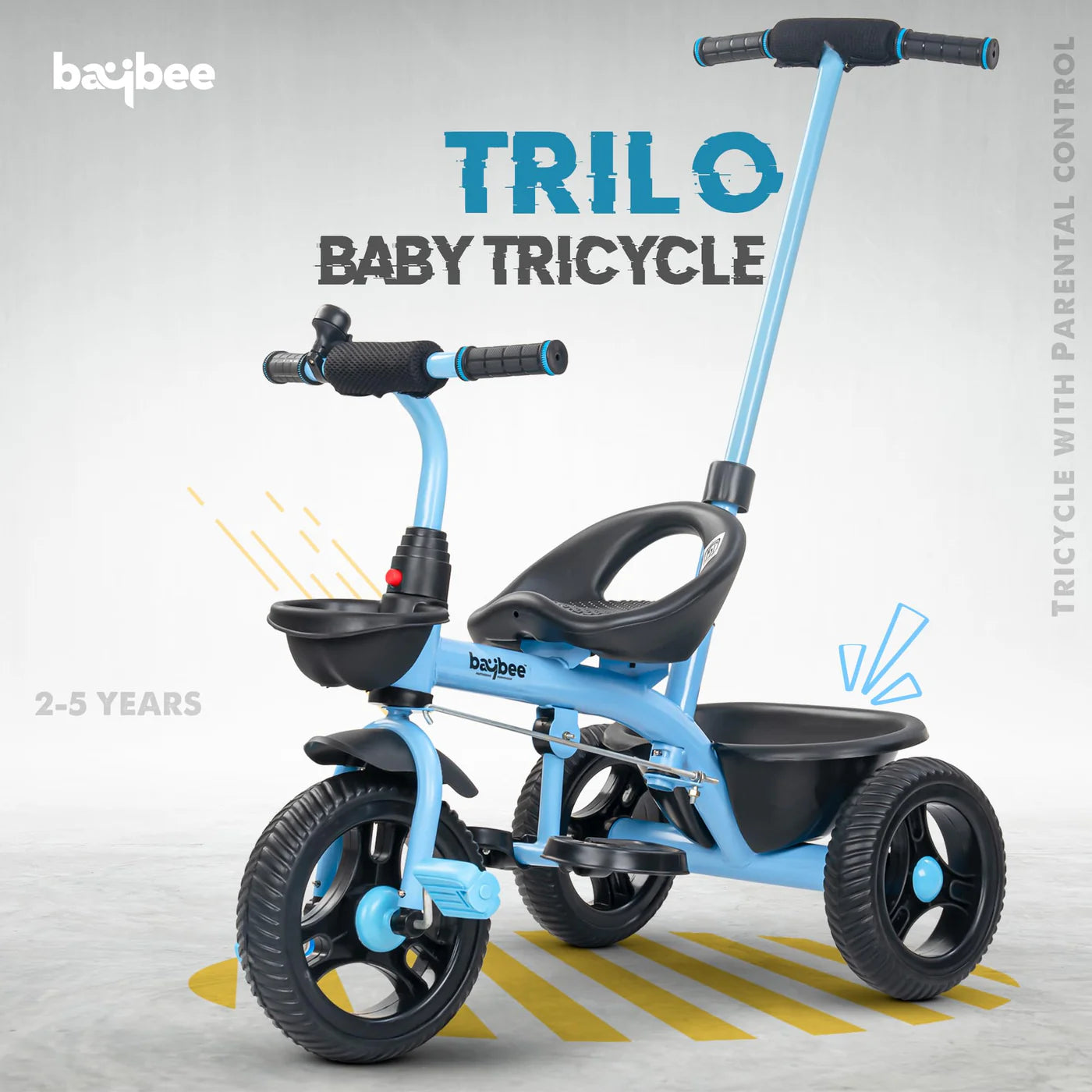 Baybee Trilo 2 in 1 Baby Tricycle for Kids, Smart Kids Tricycle with Parental Push Handle - (BLUE)