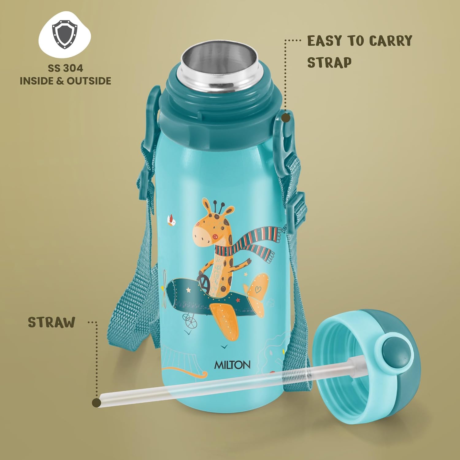 Milton Thermosteel Companion 300 Insulated Inner Stainless Steel Water Bottle with Spout Lid, 1 Piece, 275 ml, Blue| Easy Grip | Leak Proof | Hot or Cold | School | Travel Bottle
