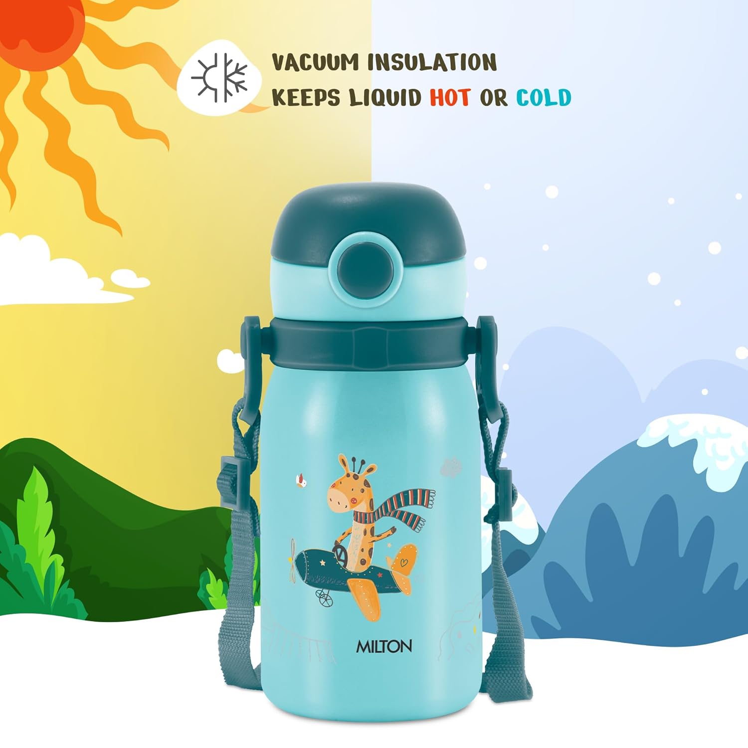Milton Thermosteel Companion 300 Insulated Inner Stainless Steel Water Bottle with Spout Lid, 1 Piece, 275 ml, Blue| Easy Grip | Leak Proof | Hot or Cold | School | Travel Bottle