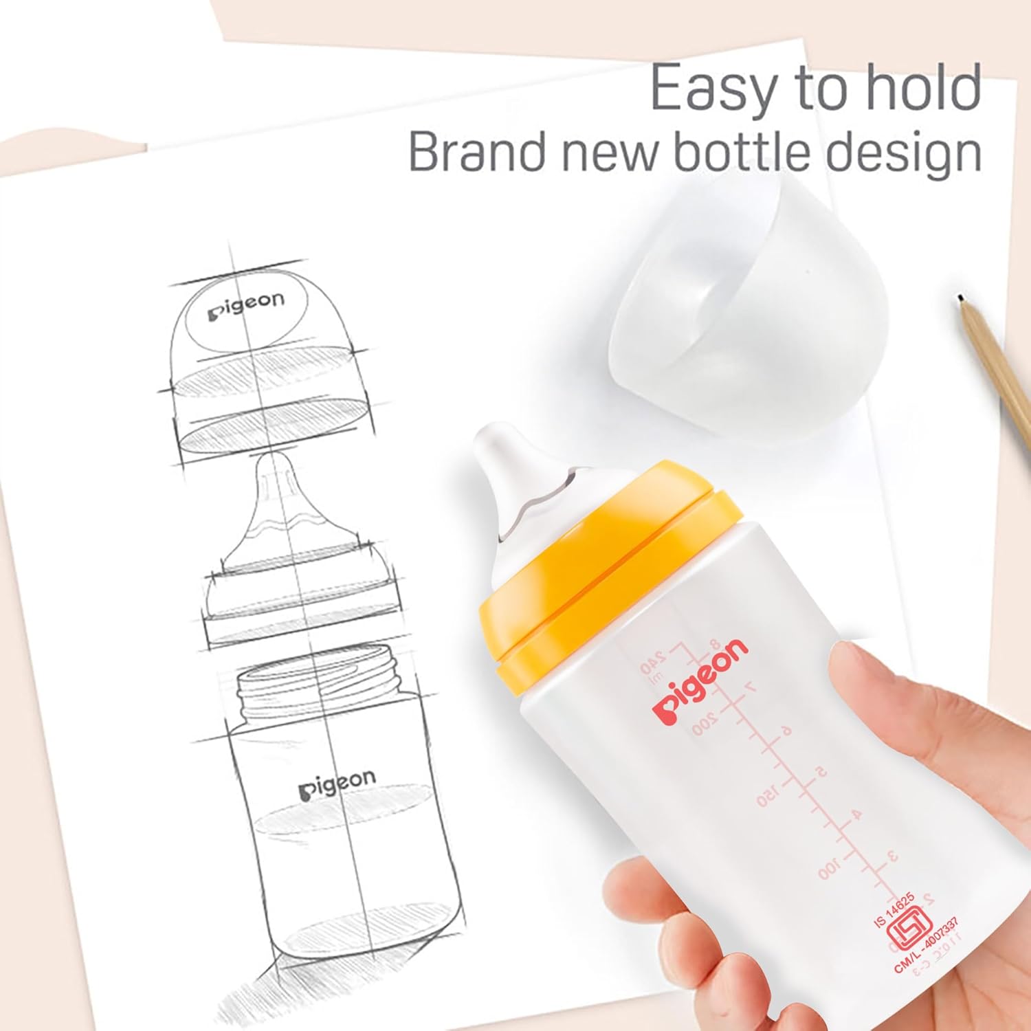 Pigeon Soft Latch PP Bottle for seamless switch between breast & bottle |  BPA/BPS Free (240ml/8oz) - 3M+