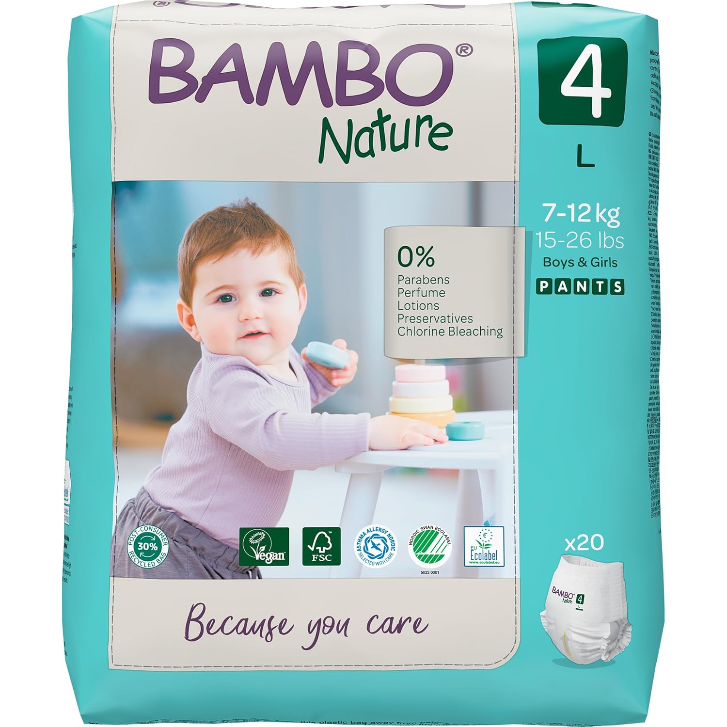 Bambo Nature Premium Baby Pant Diapers L (Size 4) (7-12 Kgs)