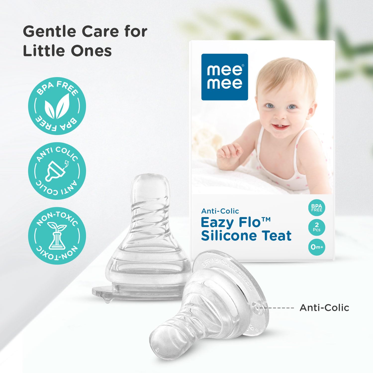 Mee Mee Anti-Colic Eazy Flo Silicone Teat (2pcs) - 0M+