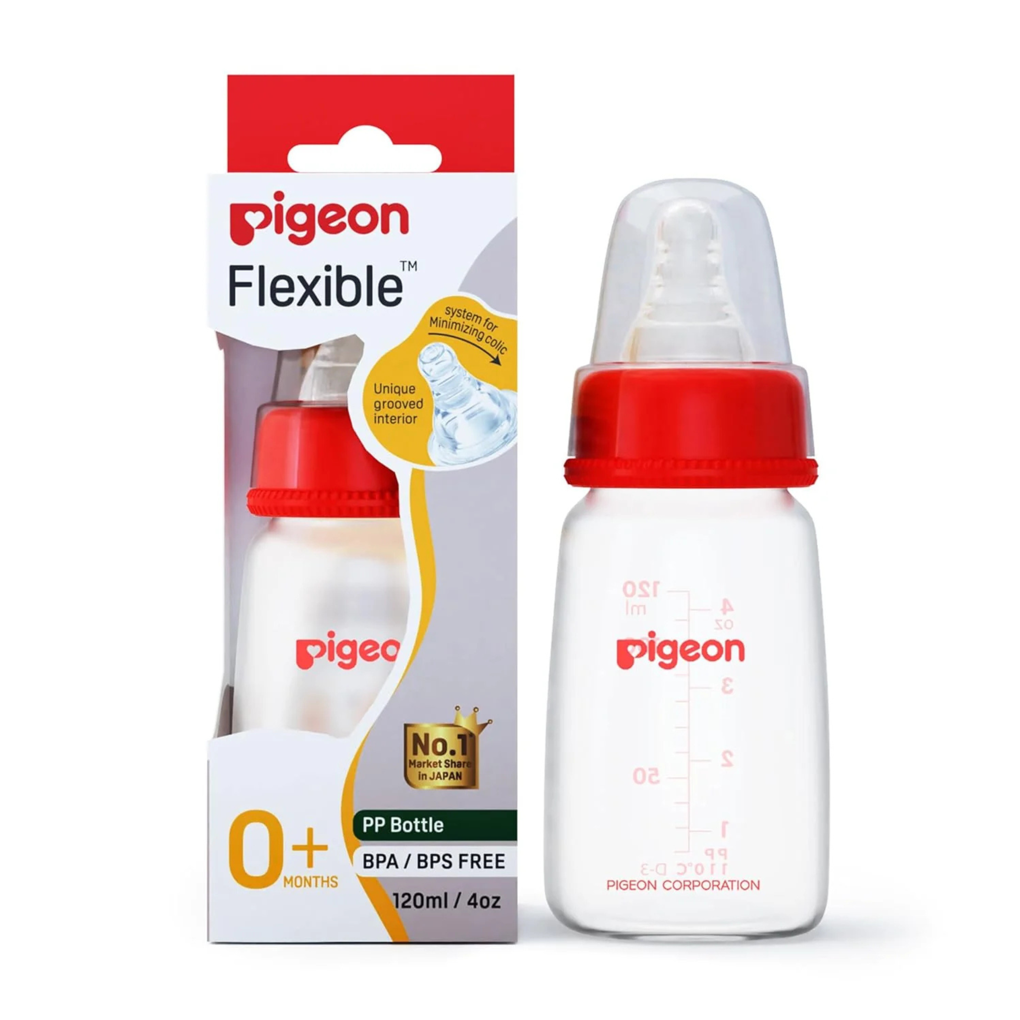 Pigeon Flexible PP Bottle | BPA/BPS Free (120ml/4oz) - 0M+