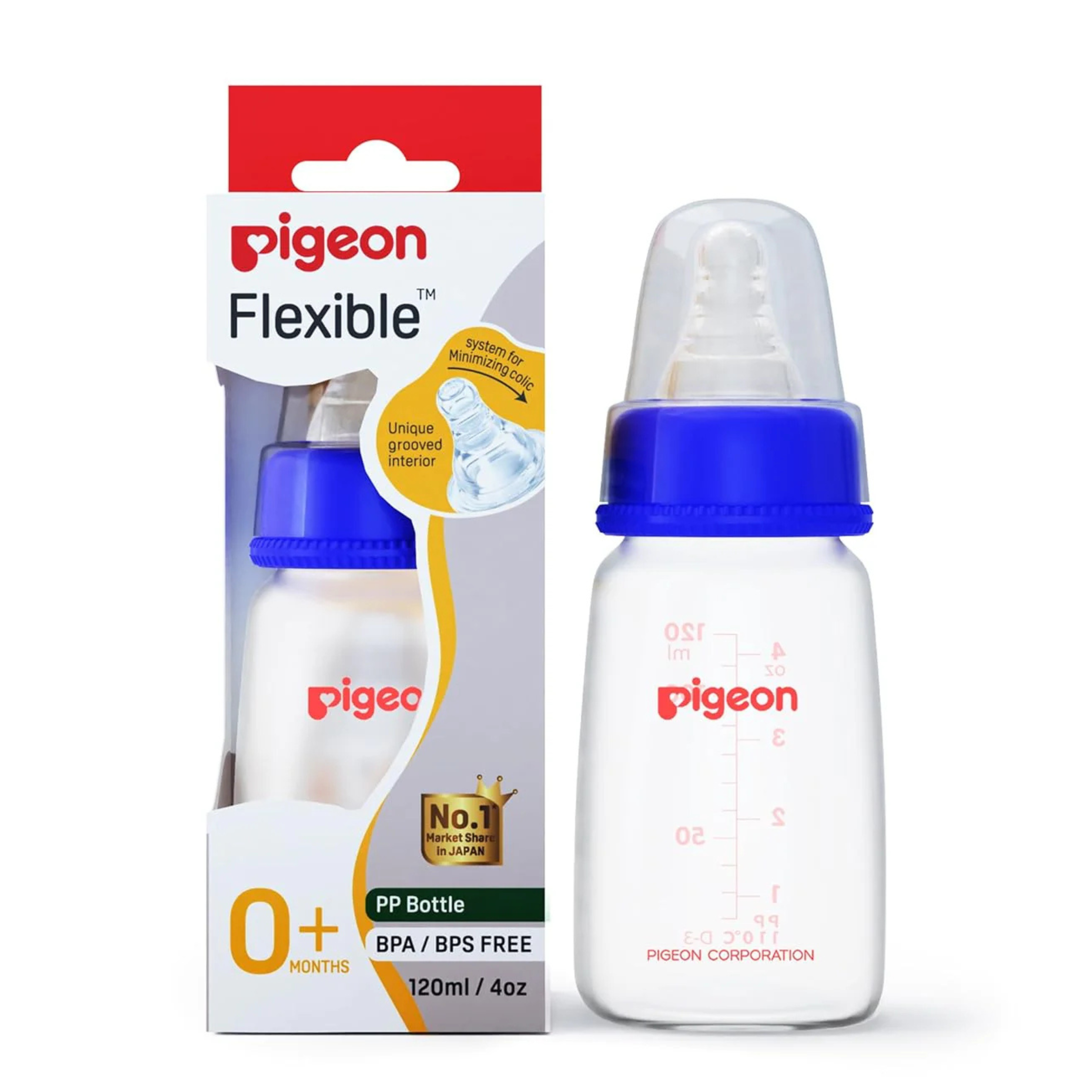 Pigeon Flexible PP Bottle | BPA/BPS Free (120ml/4oz) - 0M+
