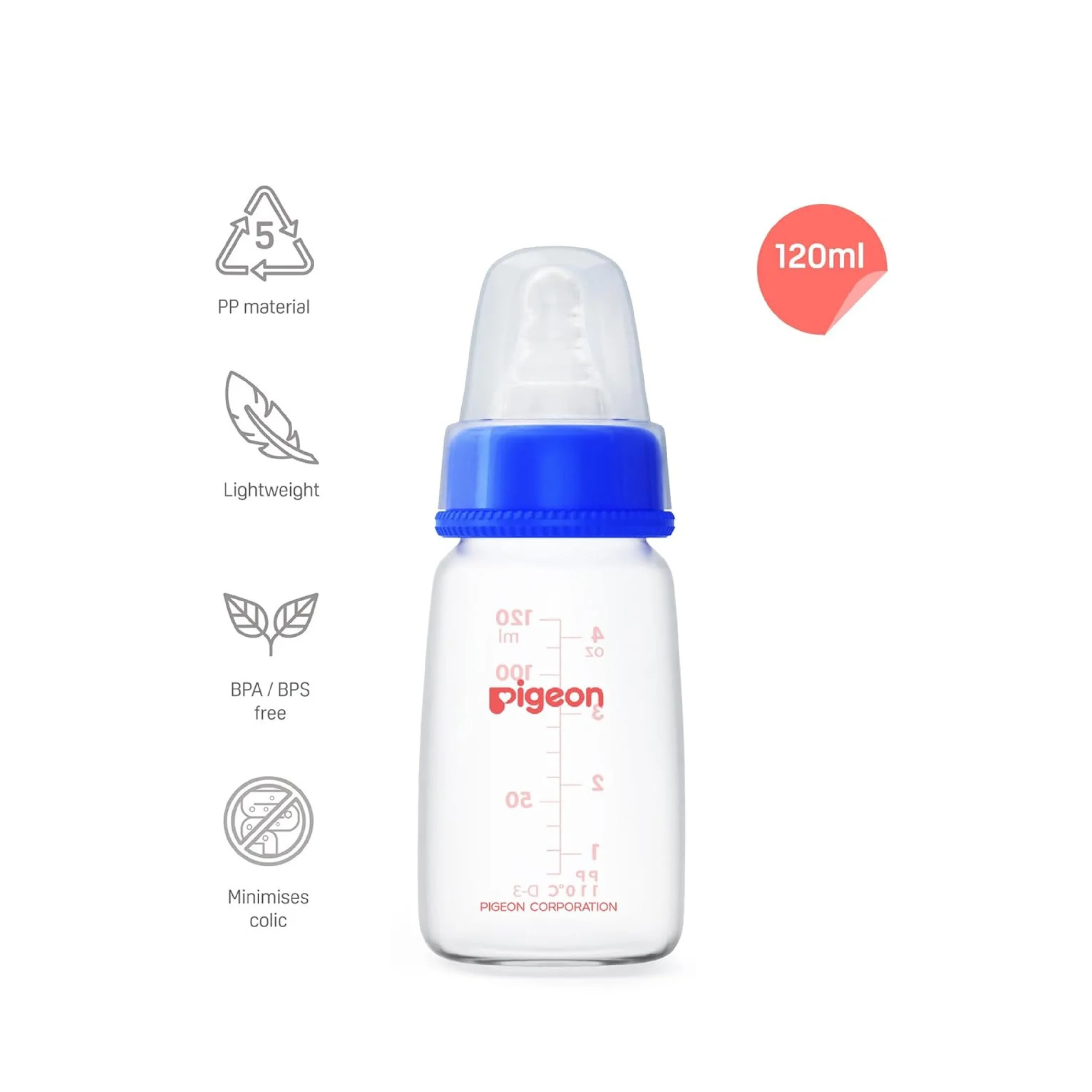 Pigeon Flexible PP Bottle | BPA/BPS Free (120ml/4oz) - 0M+