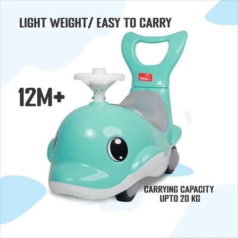 apple baby Shark Rider for Kids | Push Car Rider with Smooth Wheels Baby Car Suitable for Boys & Girls Age 0-3 Year | AR130 (GREEN)