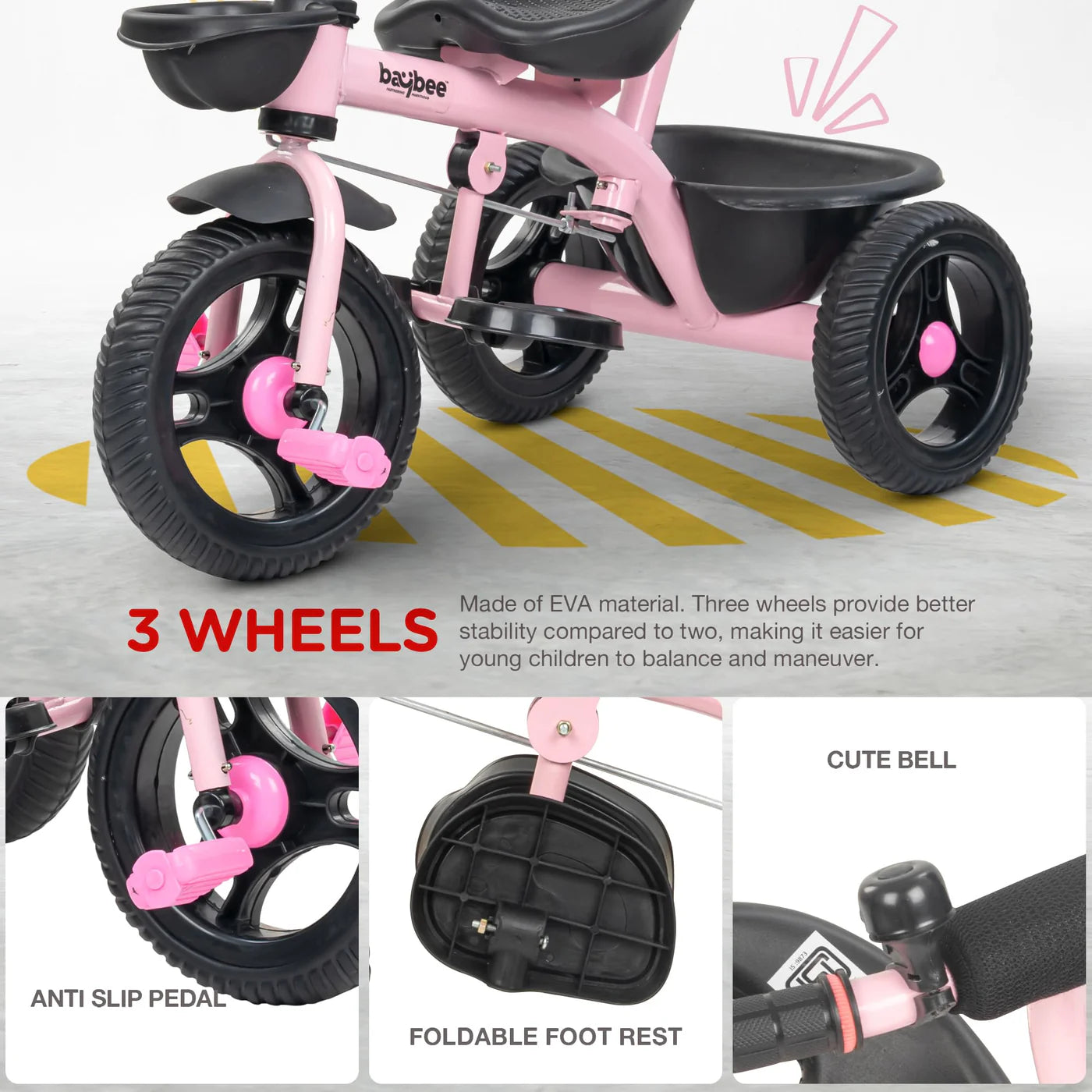 Baybee Trilo 2 in 1 Baby Tricycle for Kids, Smart Kids Tricycle with Parental Push Handle - (PINK)