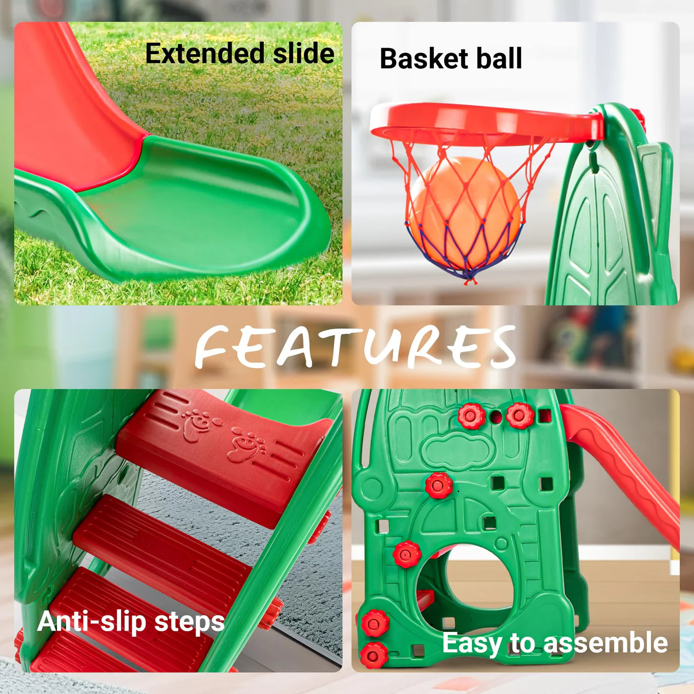 Baybee Garden Swing & Slider for Kids Plastic Baby Slide Cum Swing Combo with Baby Basket Ball Toy for Home/Indoor/Outdoor Play Toys