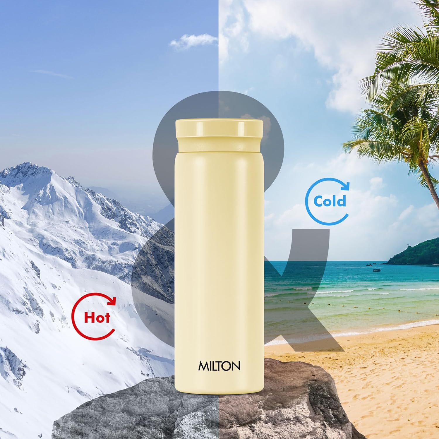 Milton Minimate 300 Thermosteel Compact ISI Certified Water Bottle, Vacuum Insulated Hot and Cold I SS304 Stainless Steel, Leak Proof I 280 ml, Ivory