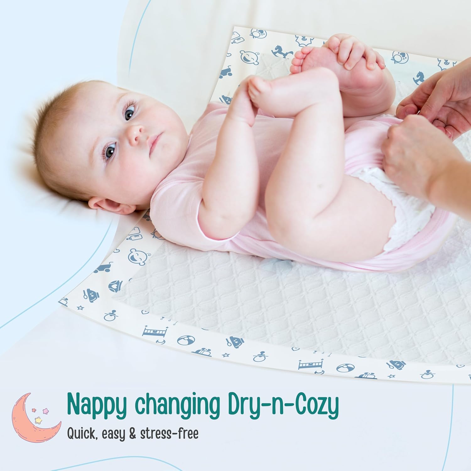 LuvLap Disposable Changing Mats | Ultra Soft & Gentle | Highly Absorbent | Hypoallergenic | Waterproof Backsheet - (10 Mats - 60cm*60cm)