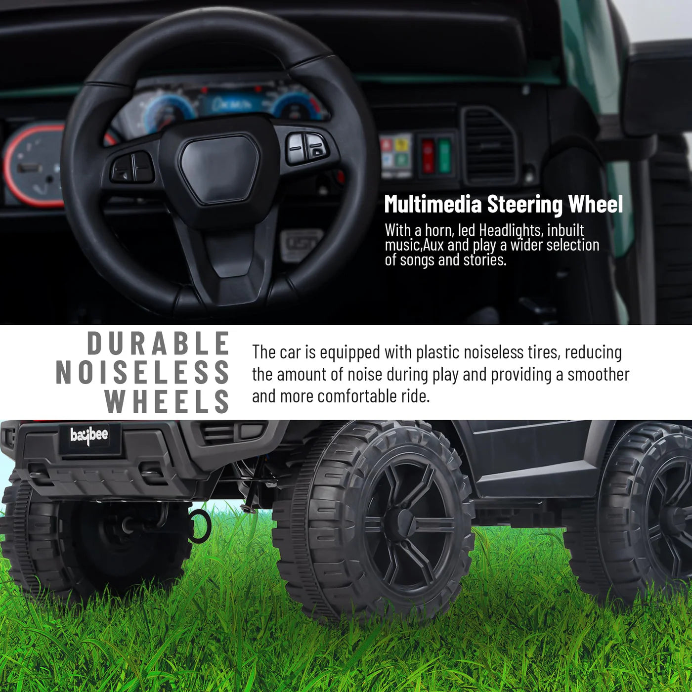 Baybee Rumble Battery Operated Jeep for Kids -  Green