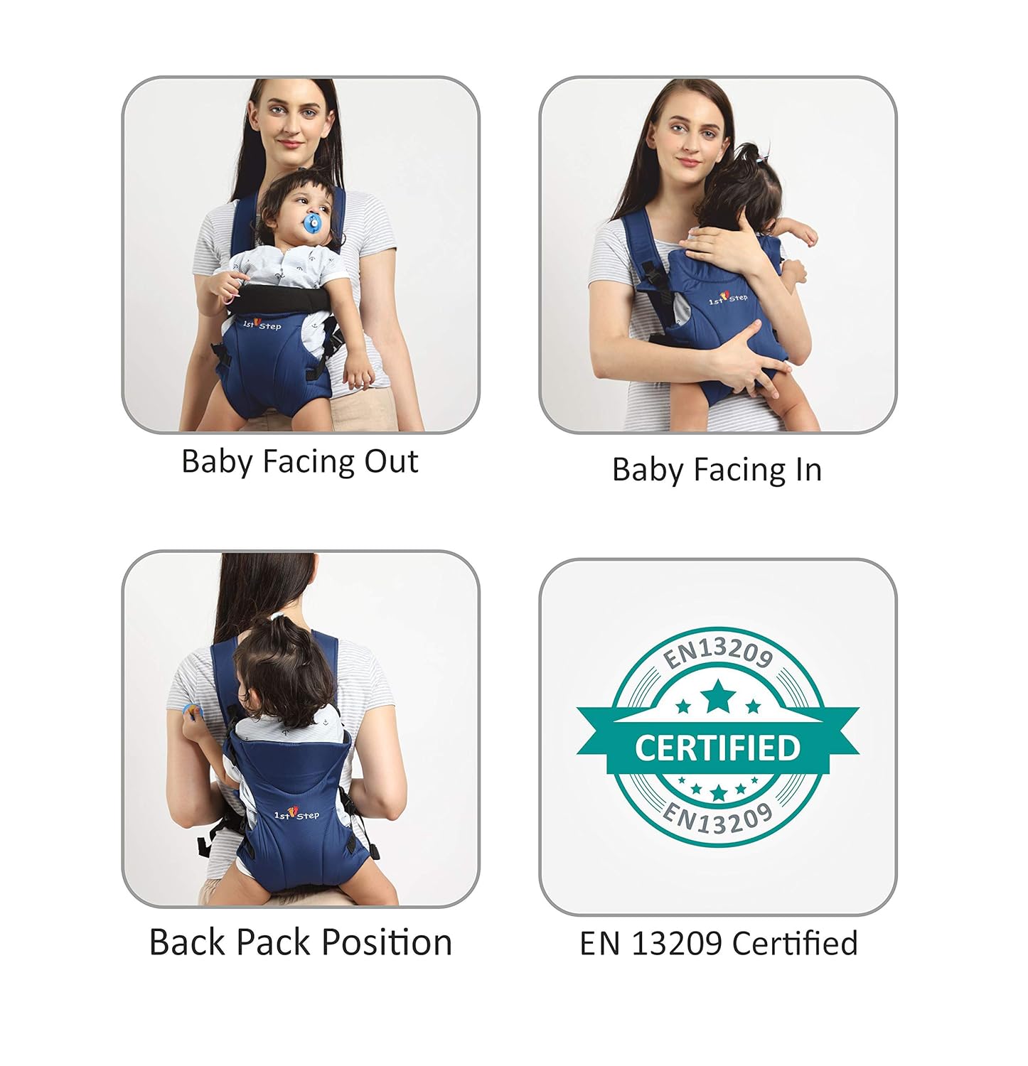 1st Step 3 in 1 Baby Carrier with 3 Carry Positions, for 4 to 14 Months Baby, Max Weight Up to 10 Kgs (Blue)