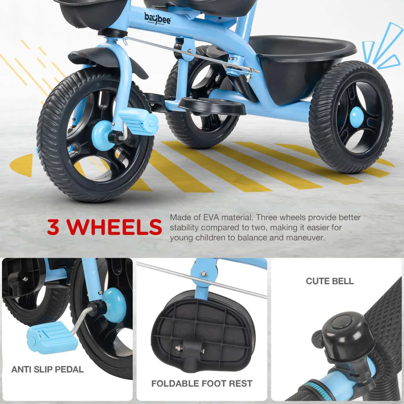 Baybee Trilo 2 in 1 Baby Tricycle for Kids, Smart Kids Tricycle with Parental Push Handle - (BLUE)