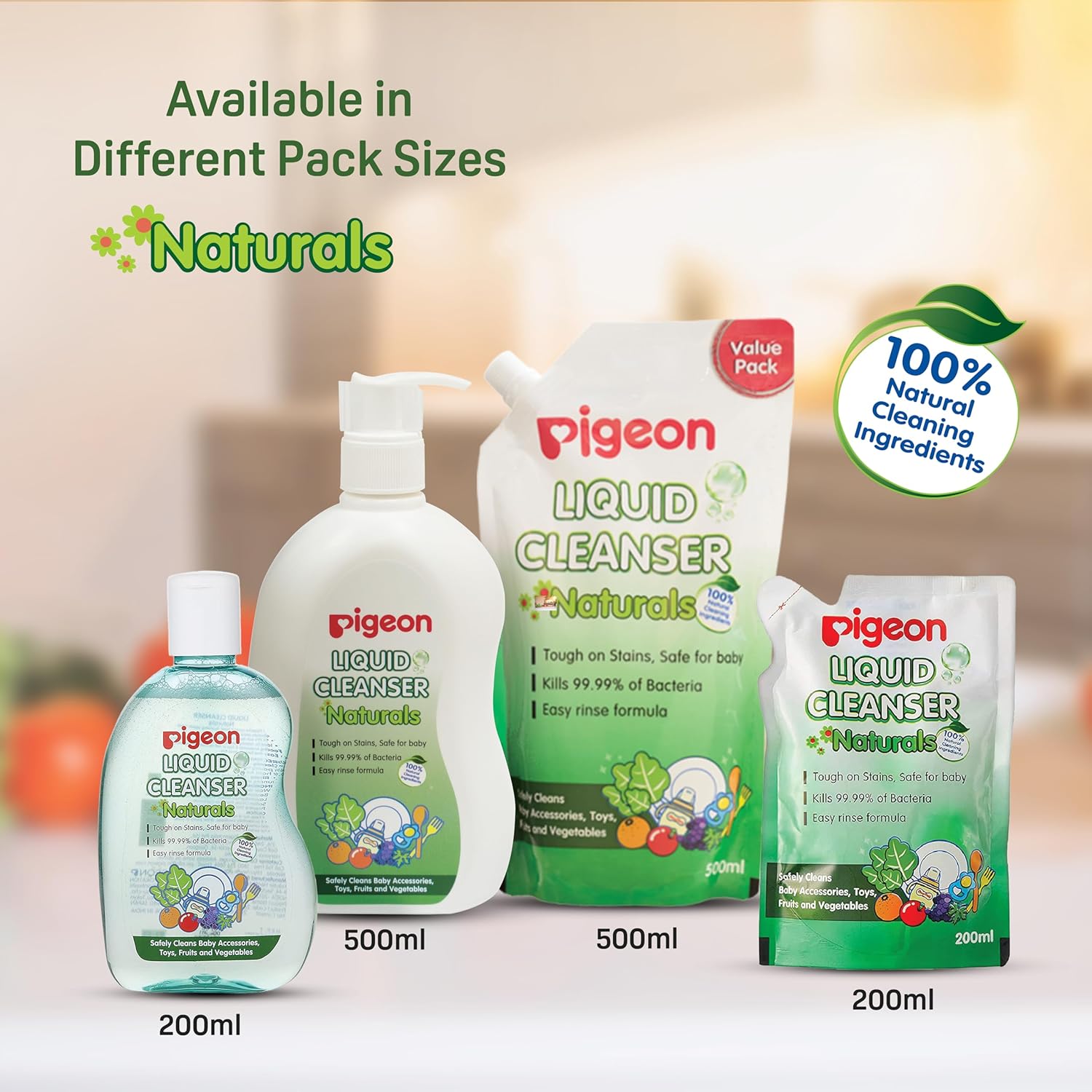 Pigeon Liquid Cleanser Naturals | Safely Cleans Baby Accessories, Toys, Fruits & Vegetables - 200ml
