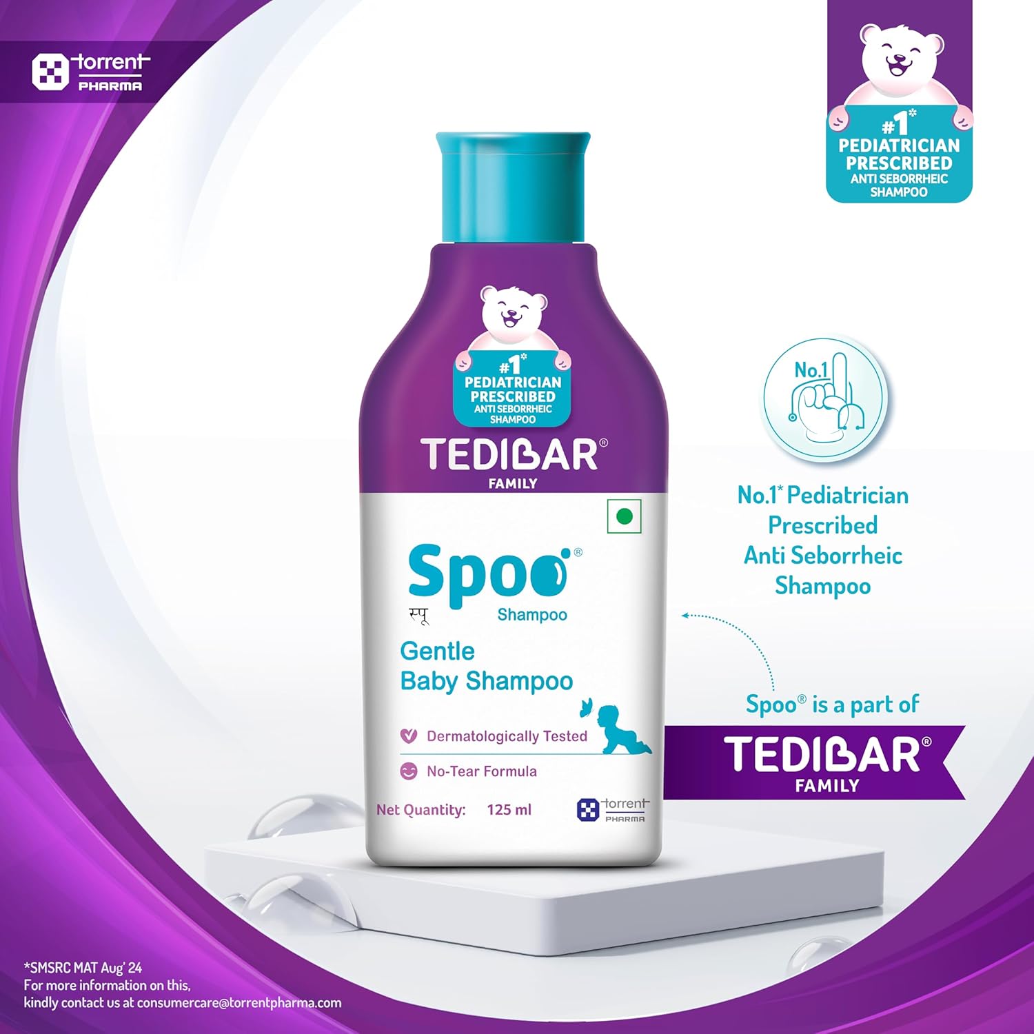 TediBar Spoo Shampoo Gentle Baby Shampoo | Dermatologically Tested | No-Tear Formula - 125ml