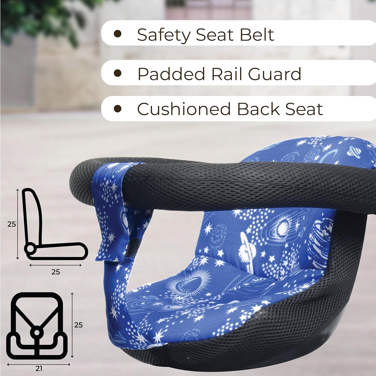 Apple Baby Hyper 500 PRO Galaxy/Adjustable Canopy Plug N Play Trike/Baby Tricycle with Parental Control for Age Group 2+ Years Boys/Girls/Carrying Capacity Upto 30-KGS Proudly Made in India (Dark Blue)