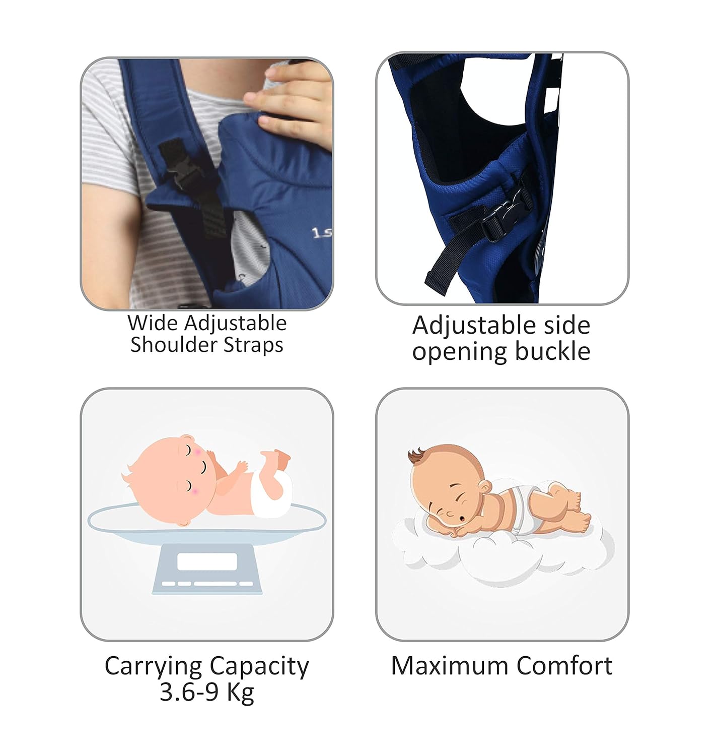 1st Step 3 in 1 Baby Carrier with 3 Carry Positions, for 4 to 14 Months Baby, Max Weight Up to 10 Kgs (Blue)