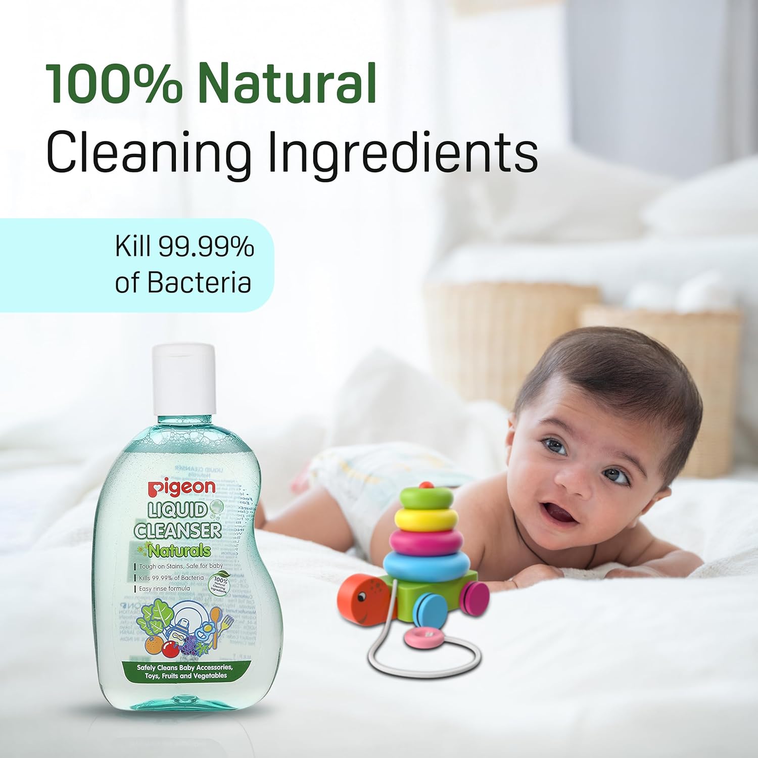Pigeon Liquid Cleanser Naturals | Safely Cleans Baby Accessories, Toys, Fruits & Vegetables - 200ml