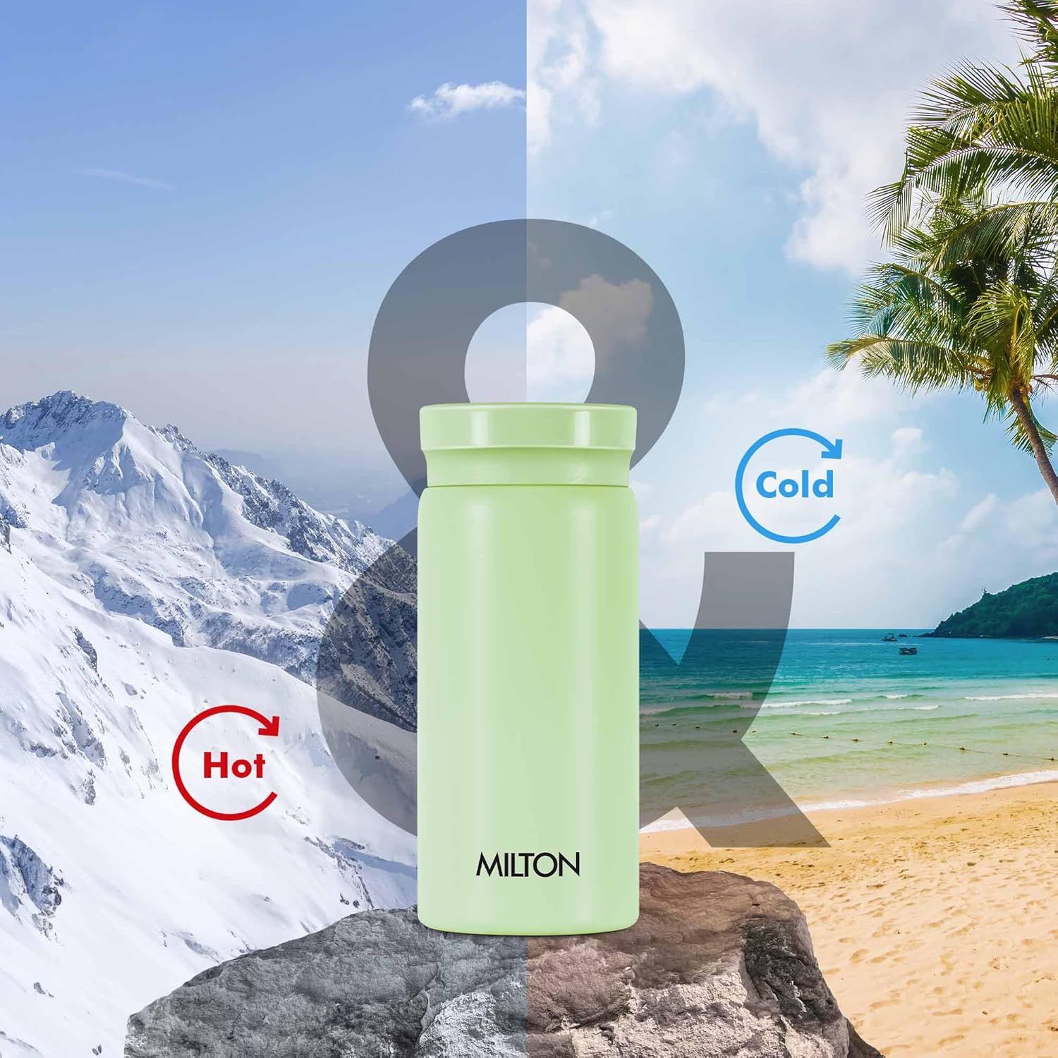 Milton Minimate 200 Thermosteel Insulated Water Bottle, 190 ml, 24 Hr Hot and Cold | Leak Proof Lid, ISI Certified I Vacuum Insulated | for Office, Gym, School | Light Green