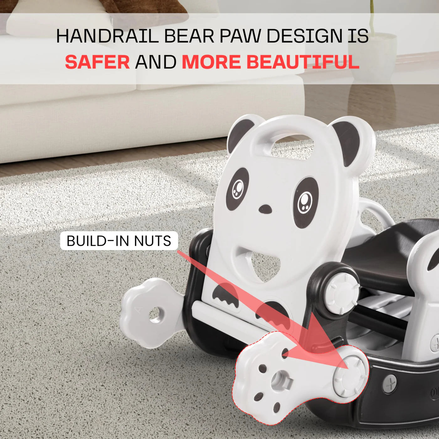Baybee 3 in 1 Panda Garden Slider for Kids, Plastic Baby Slide with Rocker & Baby Chair Combo