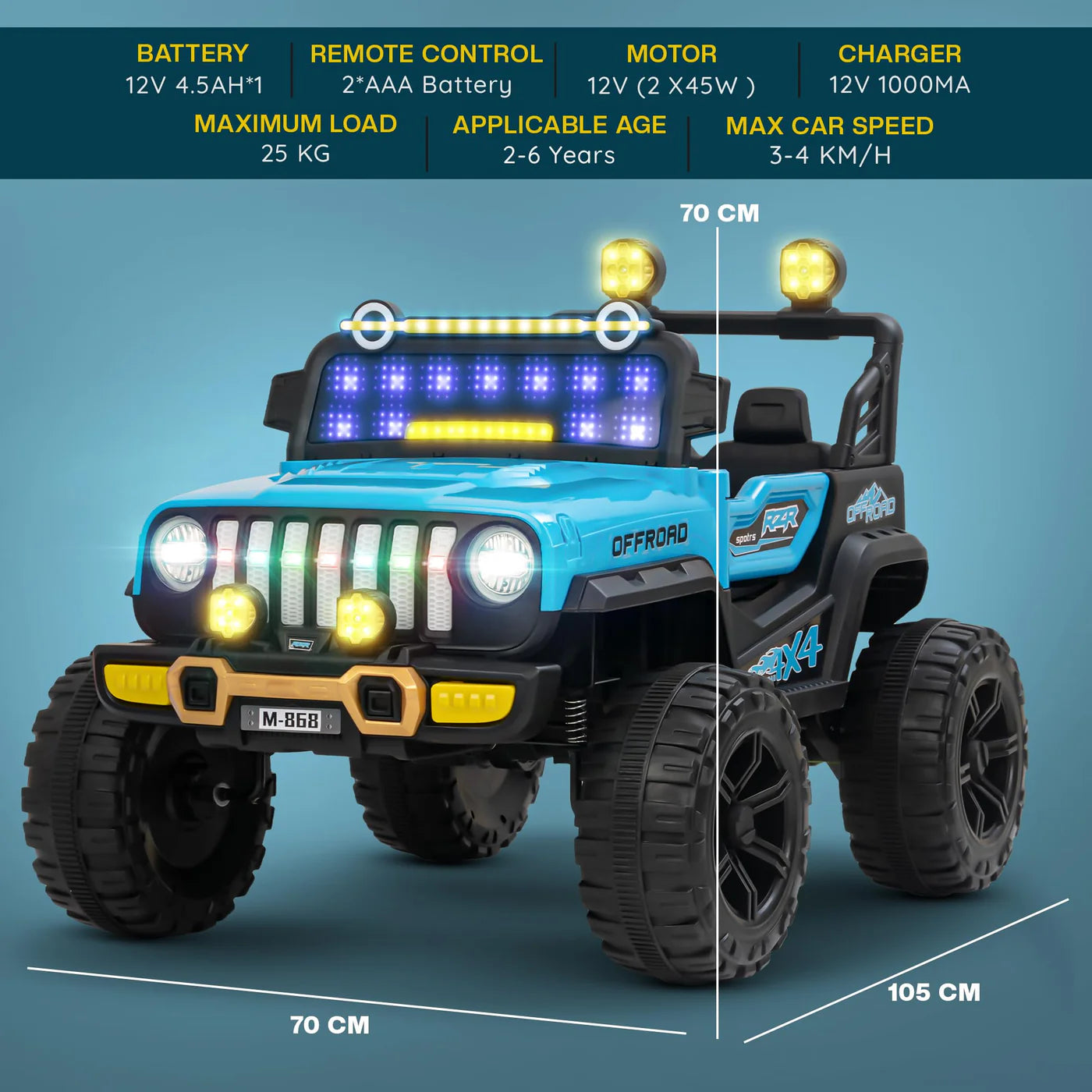 Baybee Droxy Battery Operated Jeep for Kids - Blue