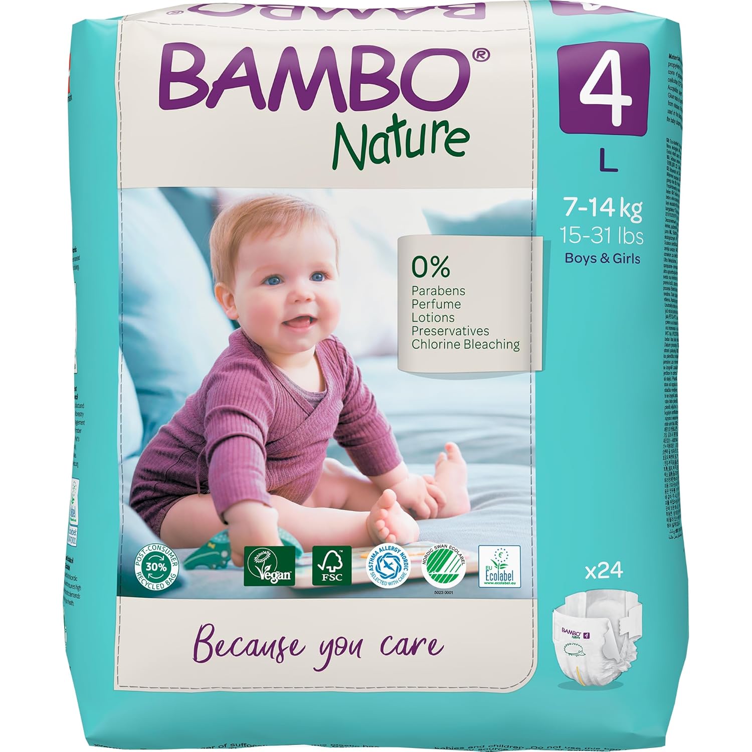 Bambo Nature Premium Baby Tape Diapers L (Size 4) (7-14 Kgs)