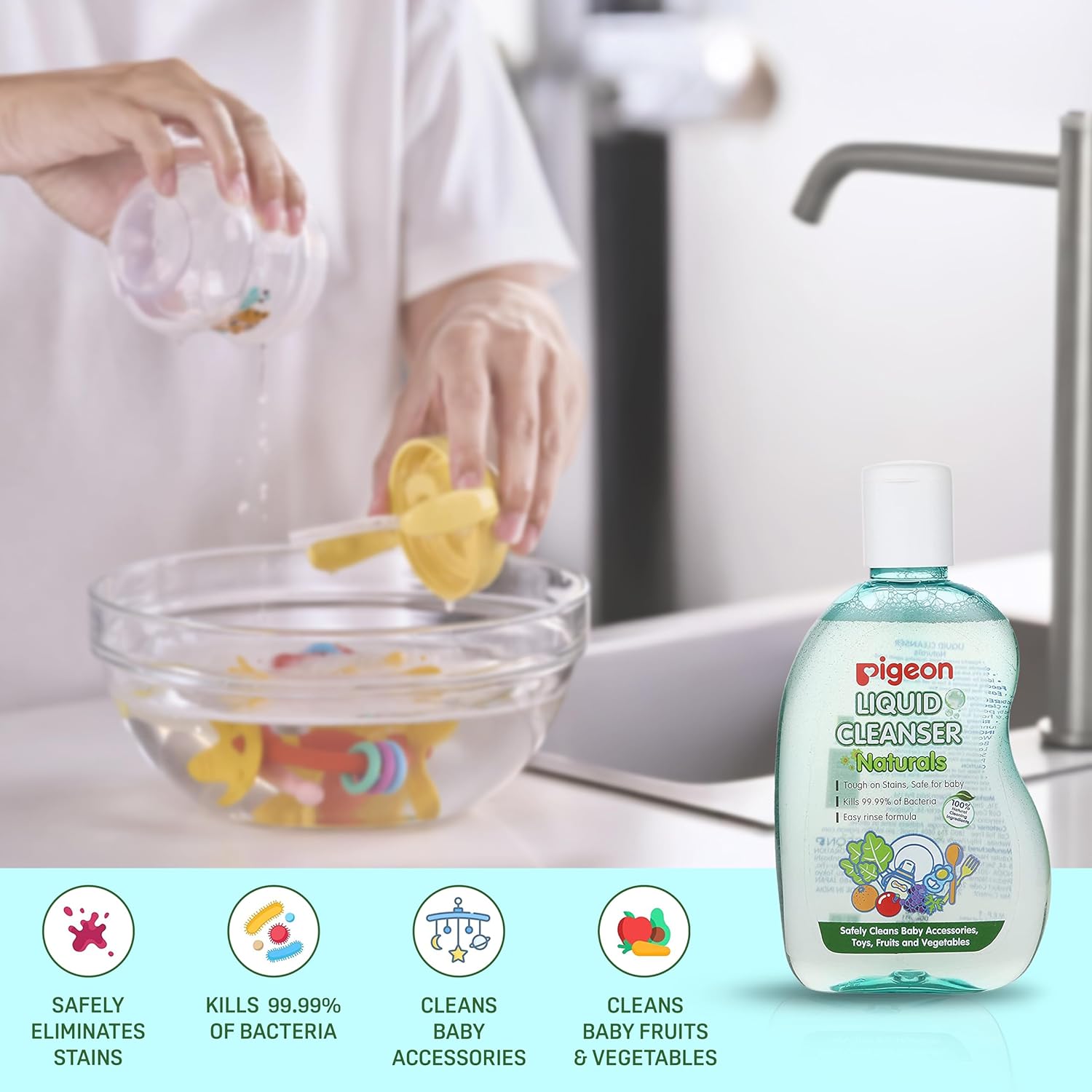 Pigeon Liquid Cleanser Naturals | Safely Cleans Baby Accessories, Toys, Fruits & Vegetables - 200ml