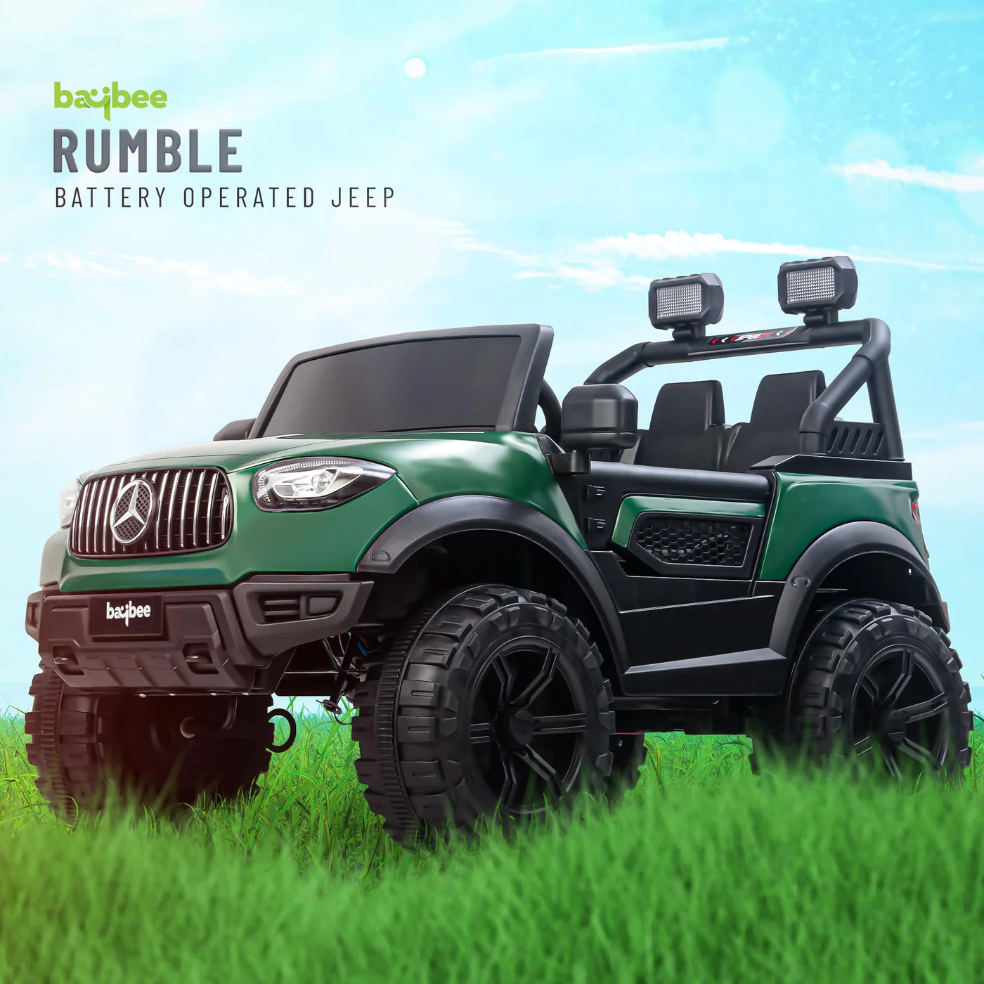 Baybee Rumble Battery Operated Jeep for Kids -  Green