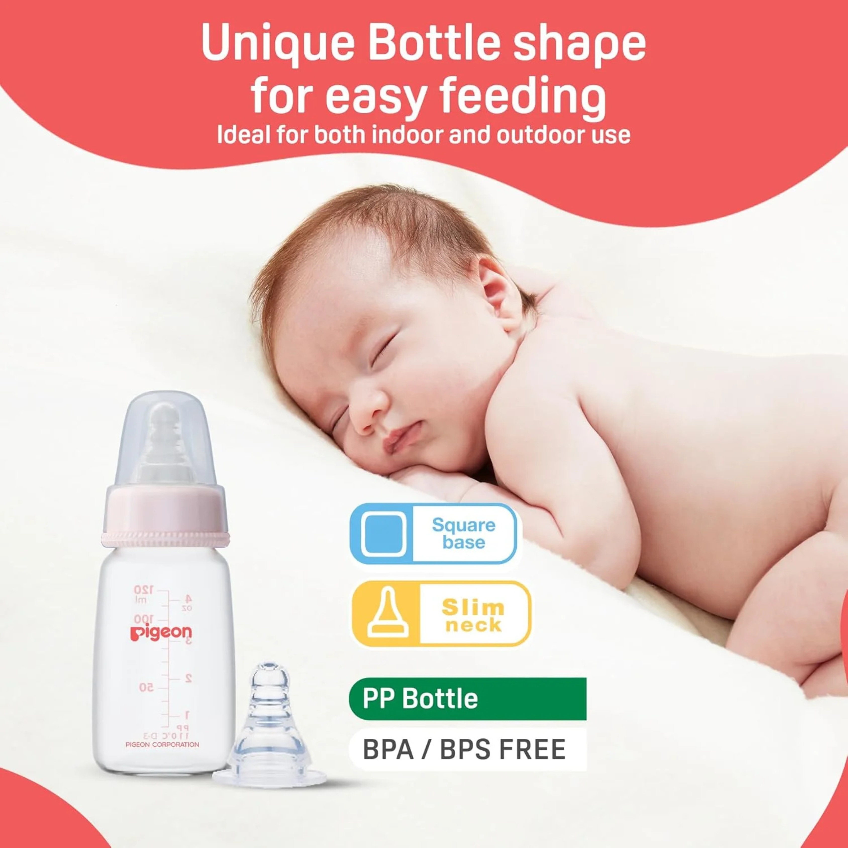 Pigeon Flexible PP Bottle | BPA/BPS Free (120ml/4oz) - 0M+