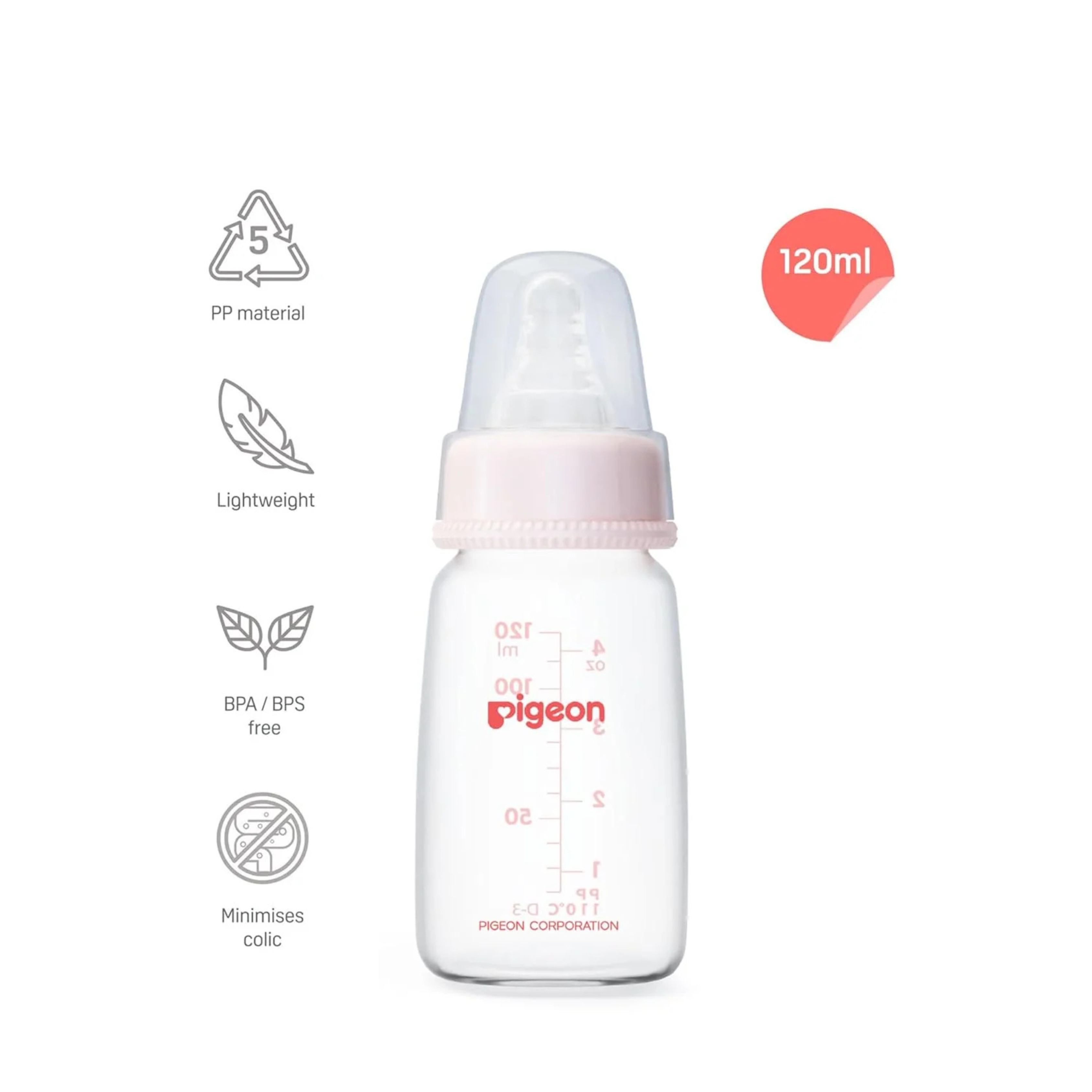 Pigeon Flexible PP Bottle | BPA/BPS Free (120ml/4oz) - 0M+