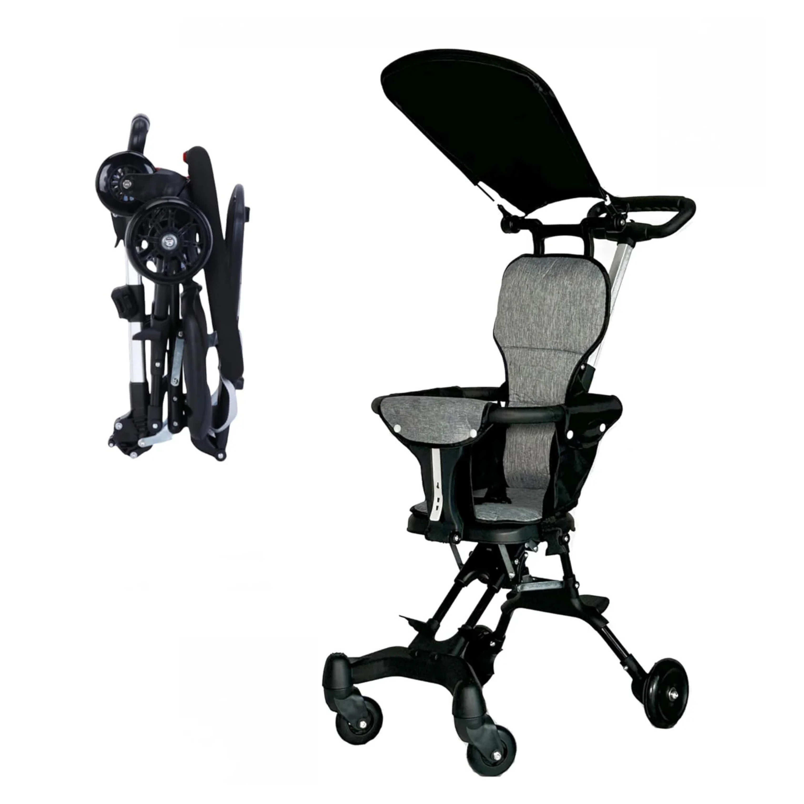 Apple Baby Lightweight Foldable Baby Stroller, Easy to Fold for Travel and Outdoor Use, with Sunshade and 360° Rotating Seat, Adjustable Handle, Soft Wheel, No Assembly Required