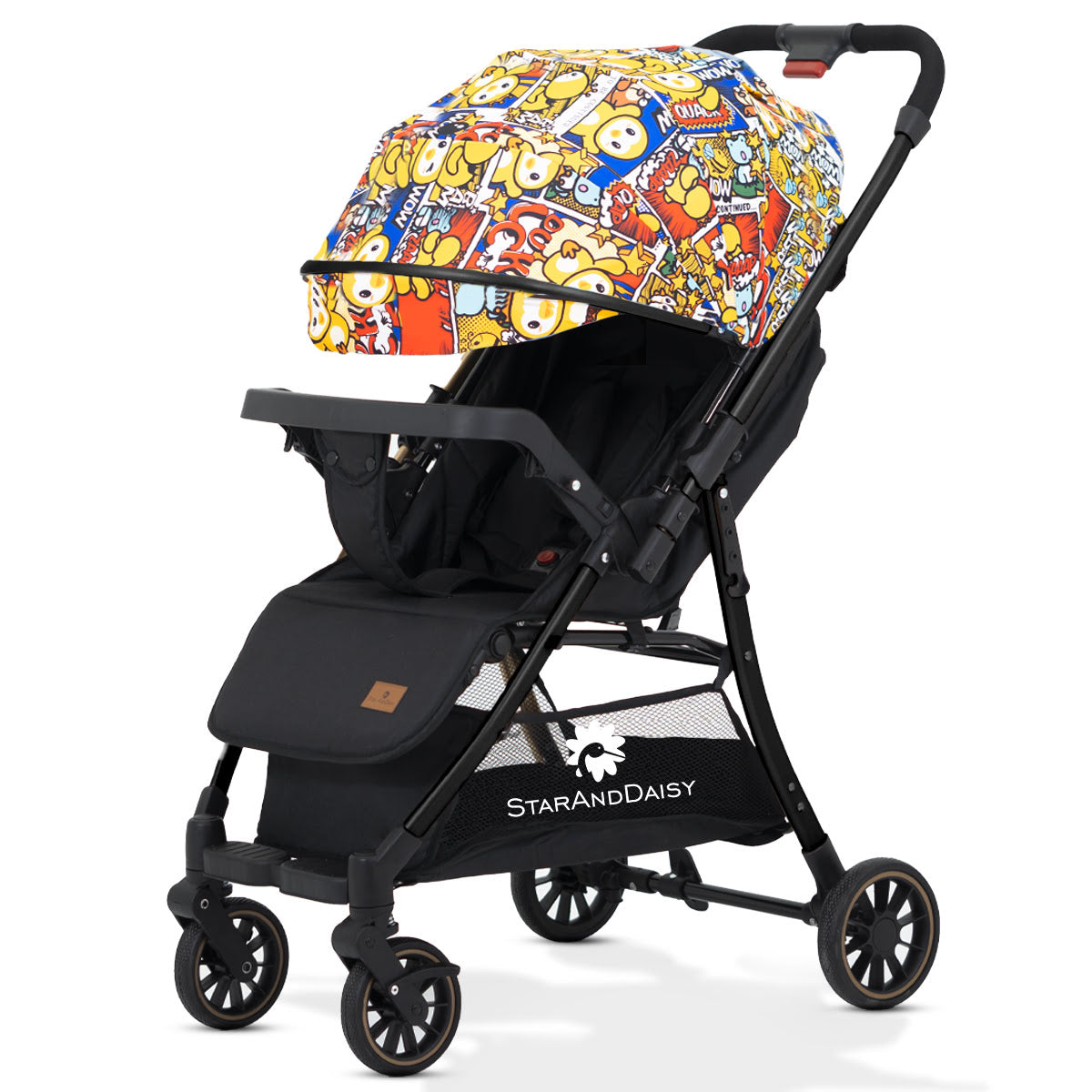 StarAndDaisy Travel Elite Lightweight and Foldable Baby Stroller Pram for Travel with Reversible Handle Adjustable Backrest and Canopy (Graffti)