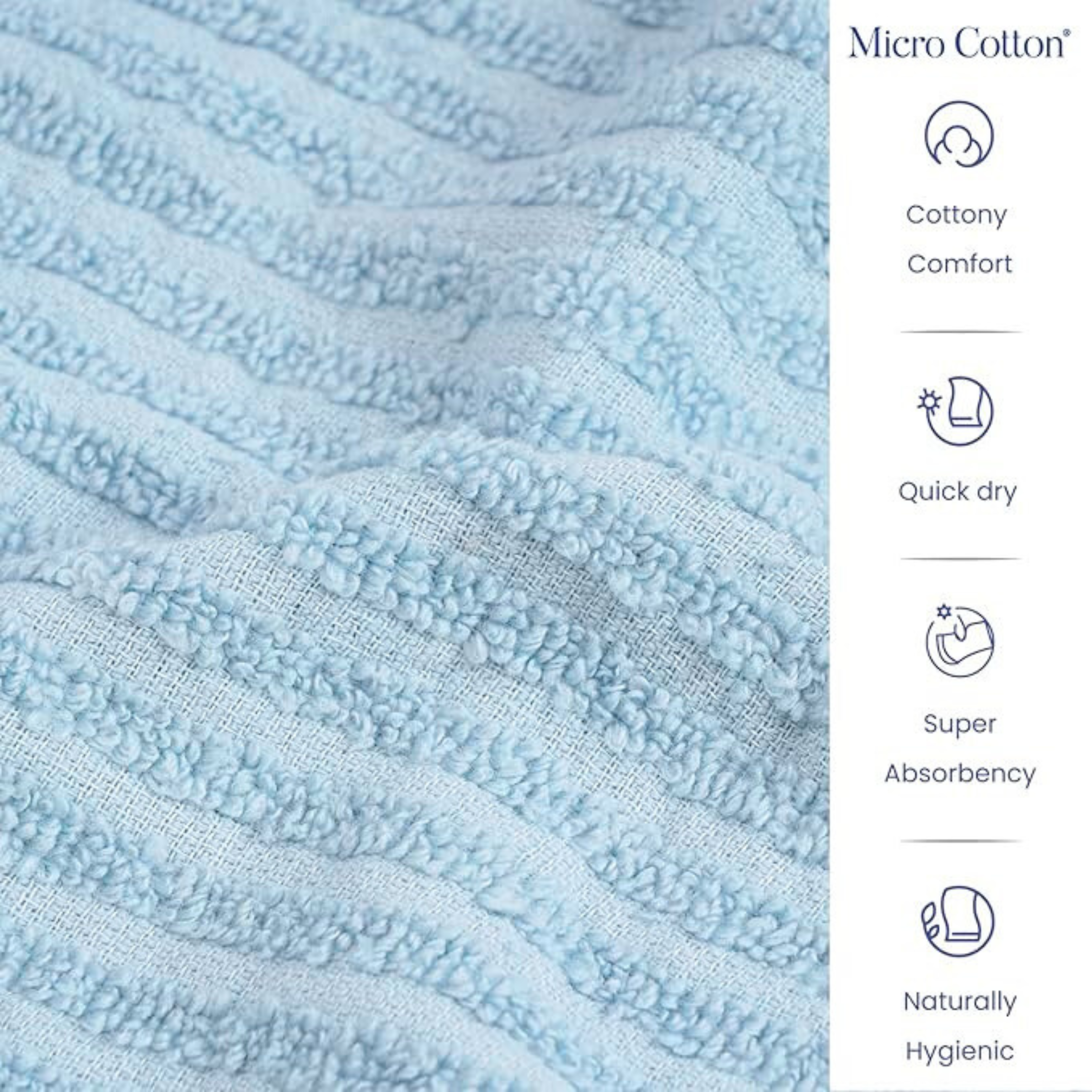 Micro Cotton LuxeLite Versatile Towel, Blue (size: 58x122 cms)