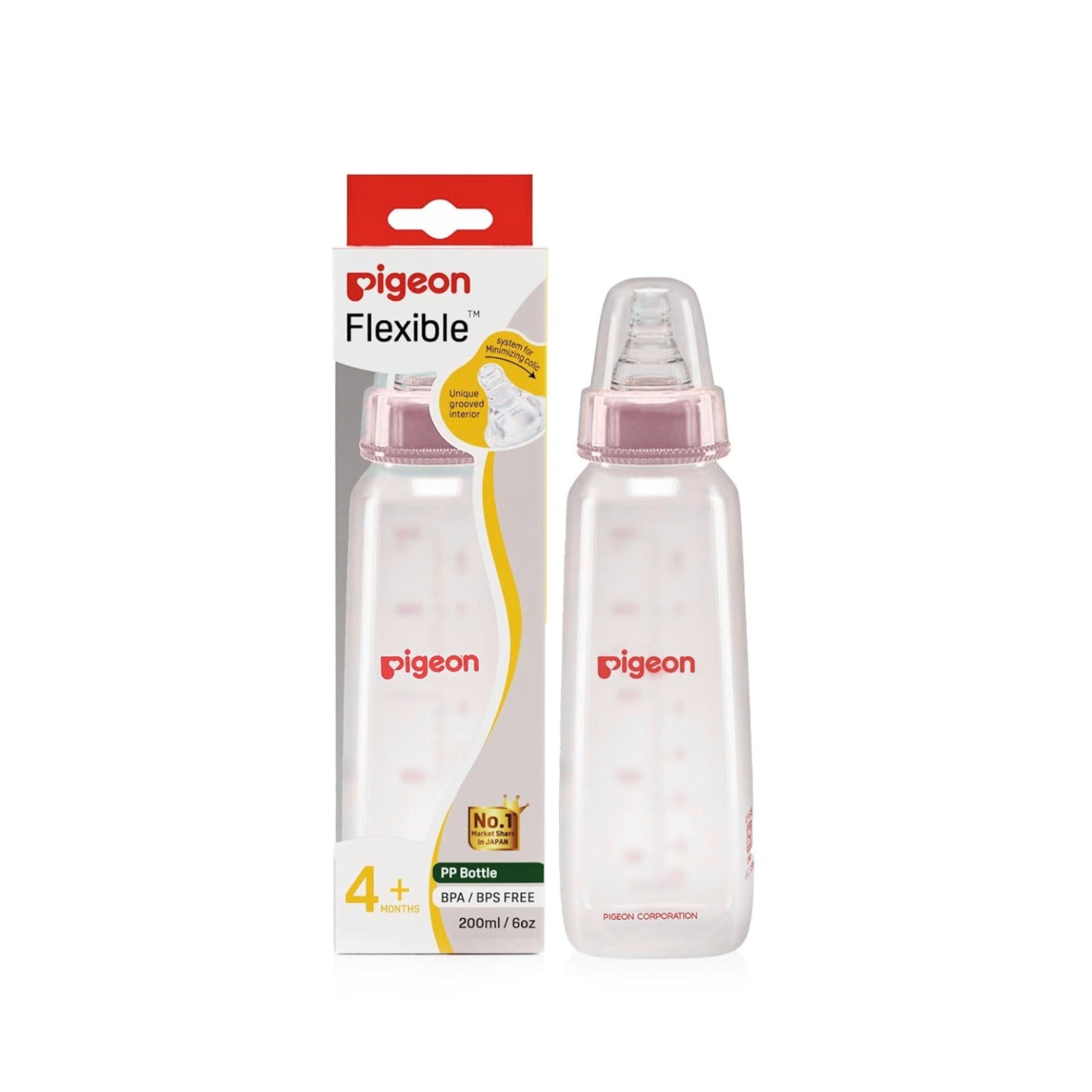 Pigeon Flexible PP Bottle | BPA/BPS Free (200ml/6oz) - 4M+