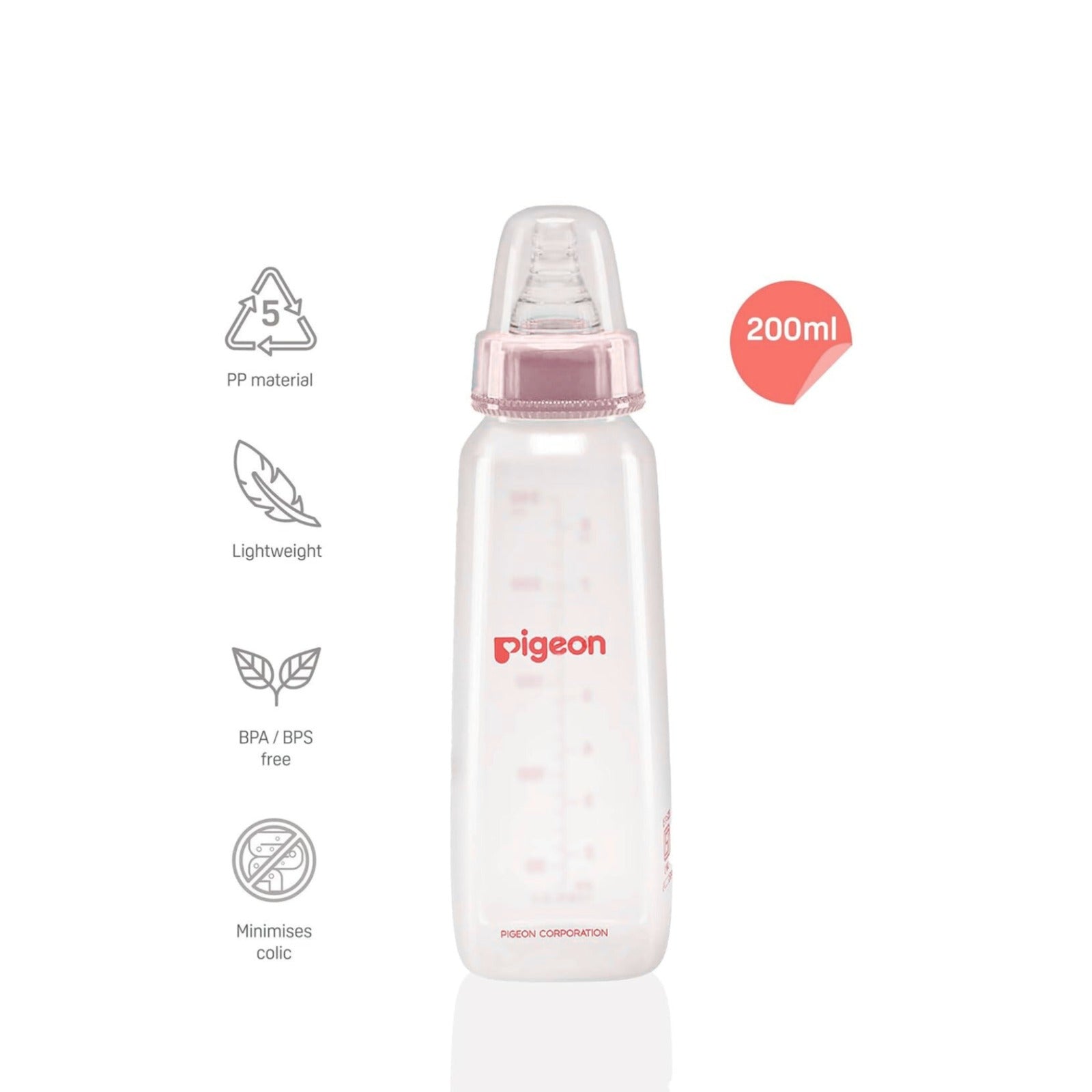 Pigeon Flexible PP Bottle | BPA/BPS Free (200ml/6oz) - 4M+