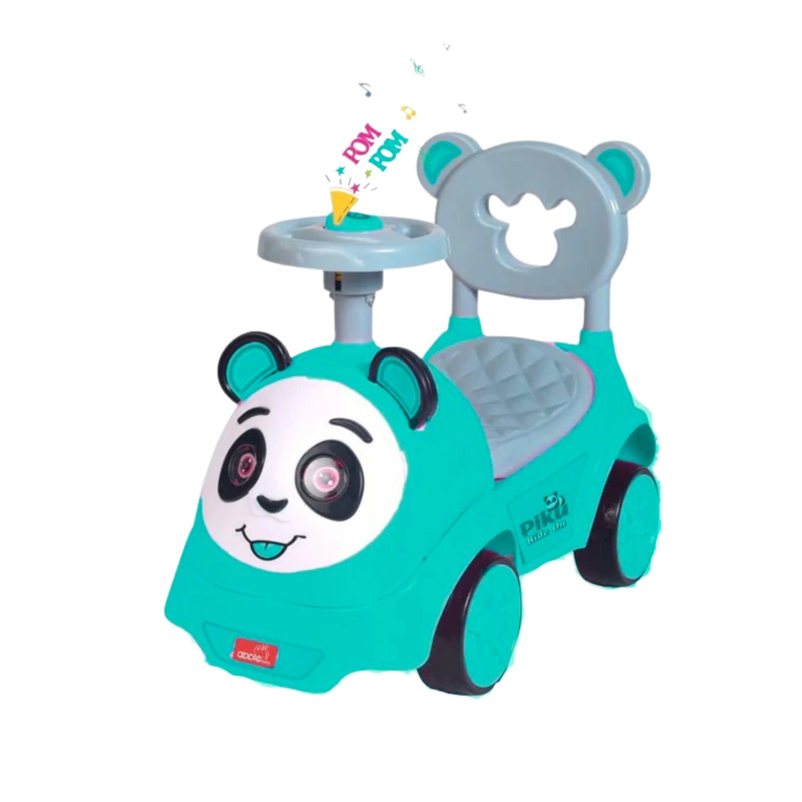 apple baby Piku Ride-on 2 in 1 | Attractive head with light & Music | comfortable Backrest | Steering with Music | Storage Box | Button For Music | Durable Wheel | Comfortable Seat | Carrying Capacity Upto 20kg - 12M+ (Green)