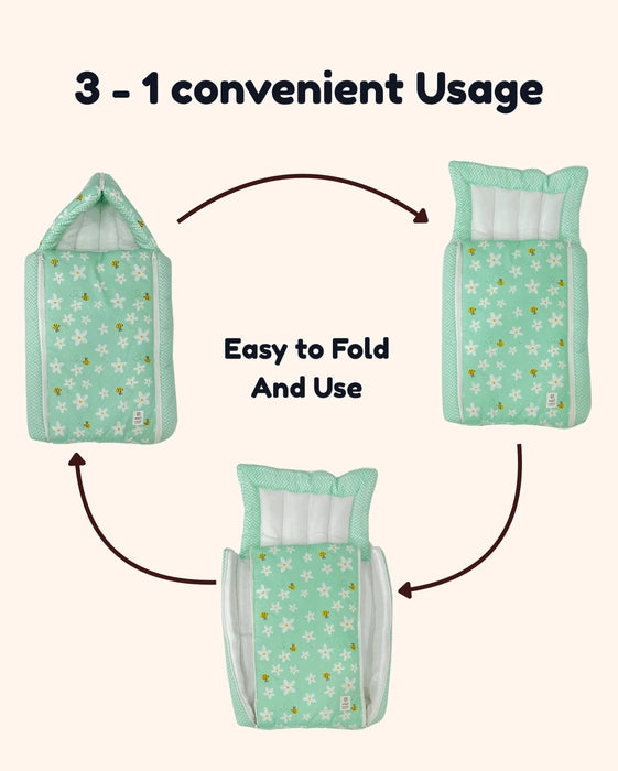 3 in 1 Muslin Baby Bed, Muslin Sleeping Bag & Carry Nest, Muslin Cotton Baby Bedding for New Born & Infant, Portable Bassinet, for Baby Carrying & co Sleeping, Unisex Baby Sleeping Bed