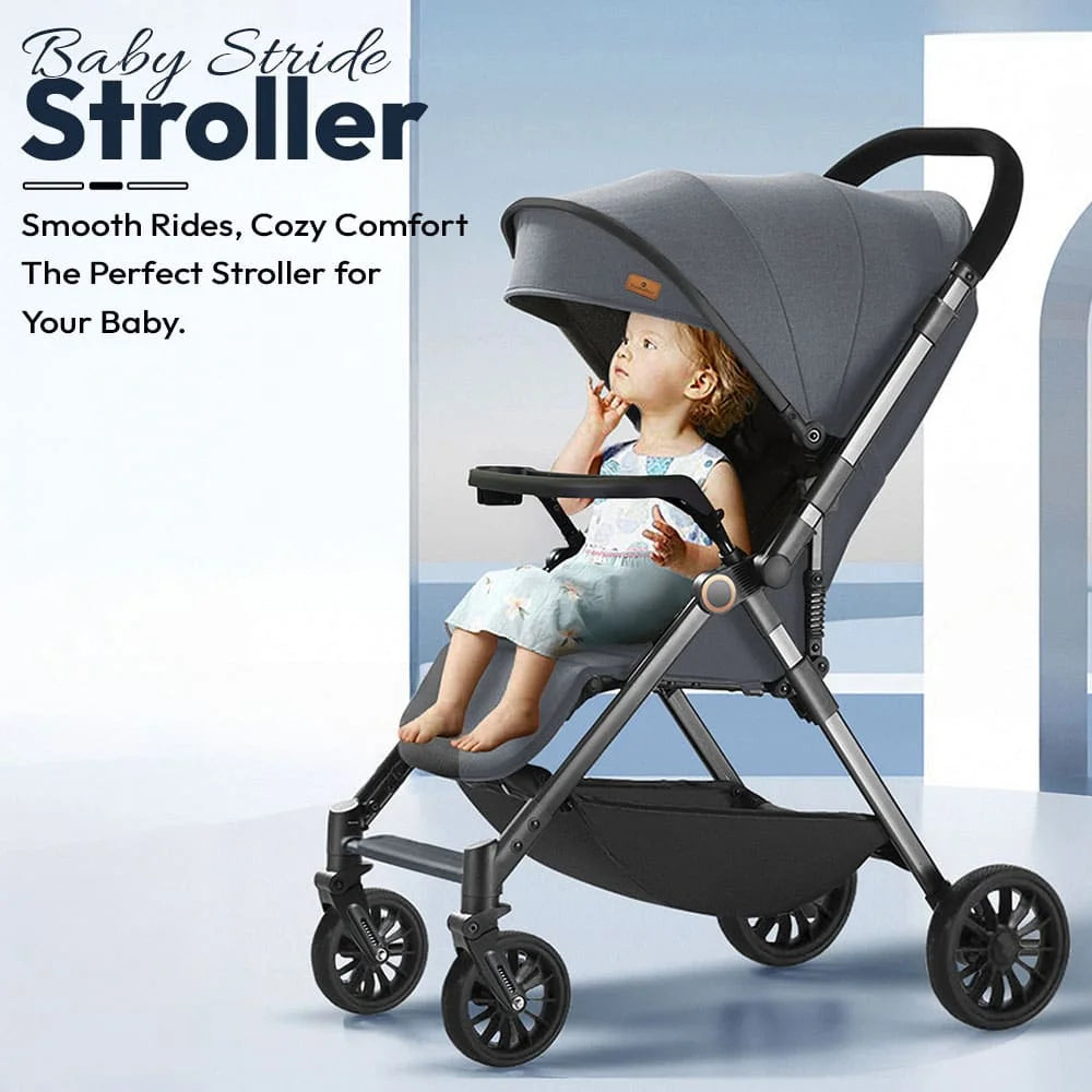 StarAndDaisy Baby Stride Premium Travel Stroller with 360 Wheels, Infant Stroller with Seat Adjustment and Adjustable Footrest – Grey