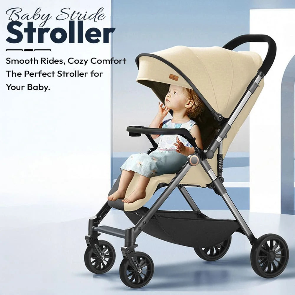 StarAndDaisy Baby Stride Premium Travel Pram with Three Seat Adjustment, Infant Stroller with Wheels and Adjustable Footrest – Khaki