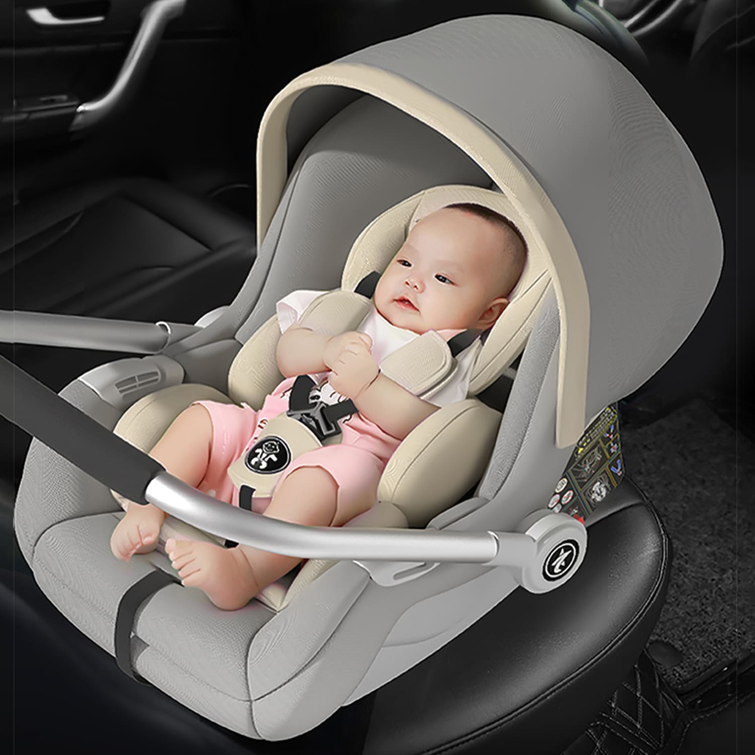 StarAndDaisy Carry Coat for Baby, Infant Car Seat Rocker For 0-15 Months & weight Capacity Upto 13 Kg – Grey