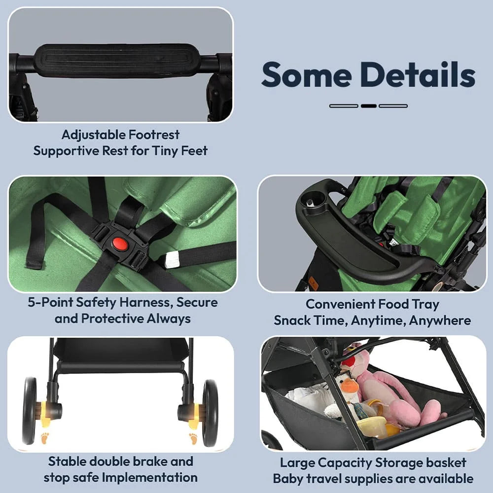 StarAndDaisy Baby Stride Premium Stroller with Three Seat Adjustment, Infant Stroller with Wheels and Adjustable Footrest – Green