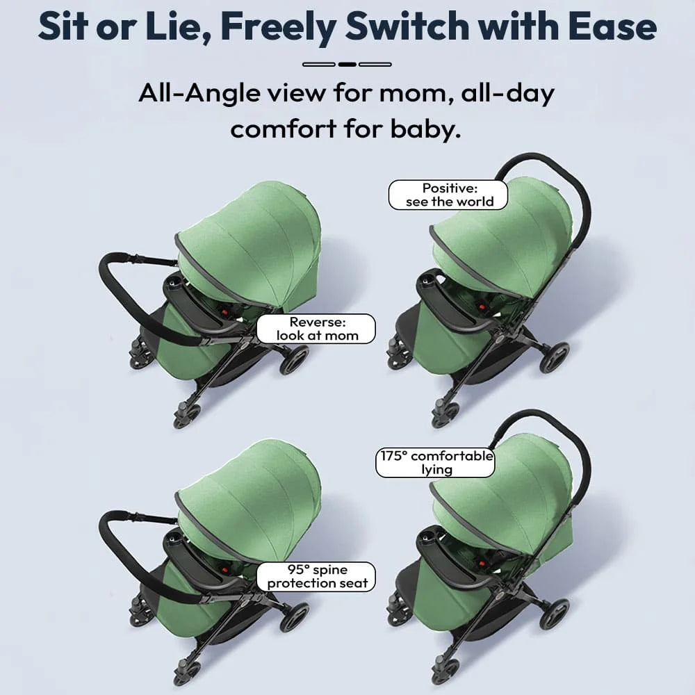 StarAndDaisy Baby Stride Premium Stroller with Three Seat Adjustment, Infant Stroller with Wheels and Adjustable Footrest – Green