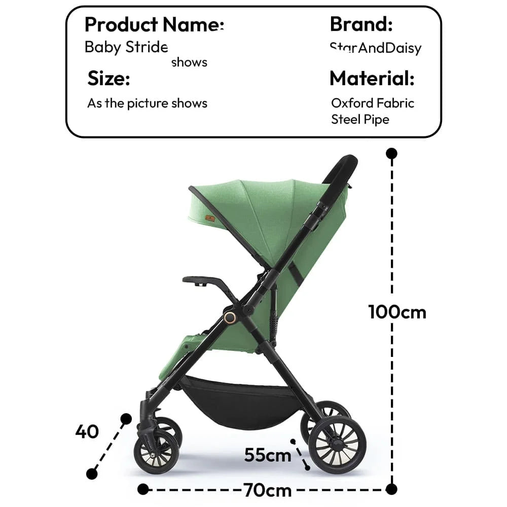 StarAndDaisy Baby Stride Premium Stroller with Three Seat Adjustment, Infant Stroller with Wheels and Adjustable Footrest – Green